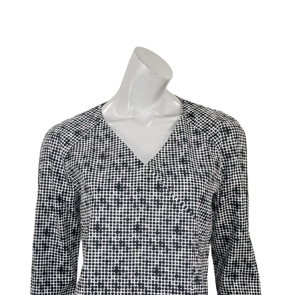 KATE SPADE V-neck Blouse White Black geo polka dot size 4